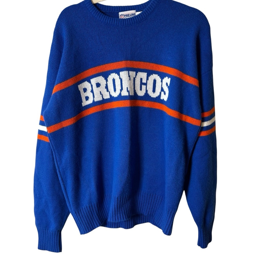 Vintage Denver Broncos NFL Pro Line Cliff Engle USA Knit Sweater XL 90s - Picture 2 of 10